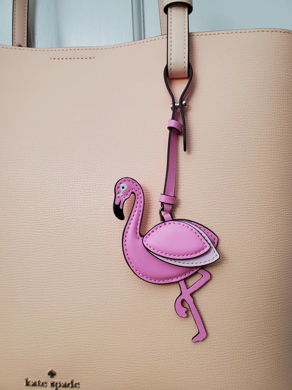 kate spade Tessa Leather Tote Bag w/Flamingo Charm. Crisp Peach. NWT. Msrp: $429